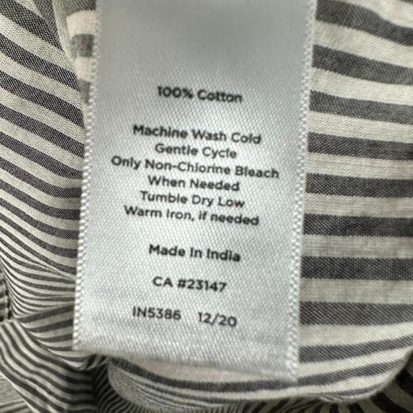 Talbots Top Womens 2X Gray White Striped Button Up Long Sleeve Career Preppy - Picture 7 of 11
